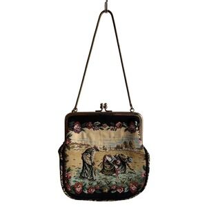 Vintage 1950's Walborg French Country Tapestry Woven Clutch Purse